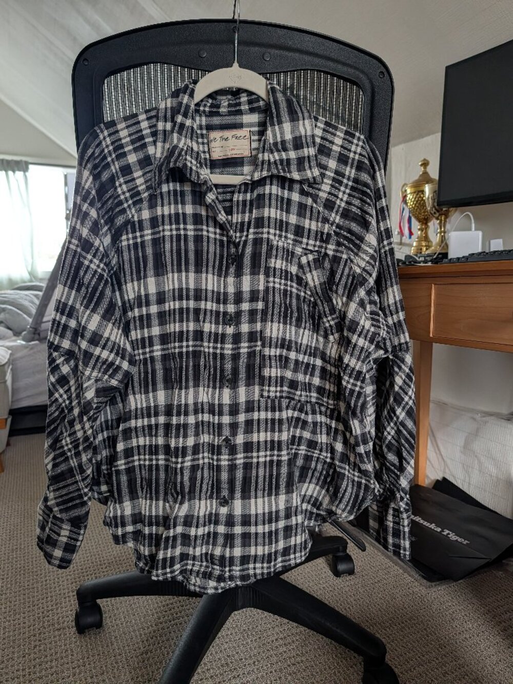 free people, we the free plaid shirt, size XS